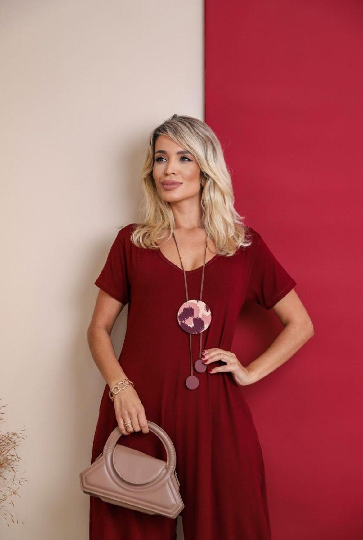 Macacão Pantacourt Marsala - Antônia's Boutique
