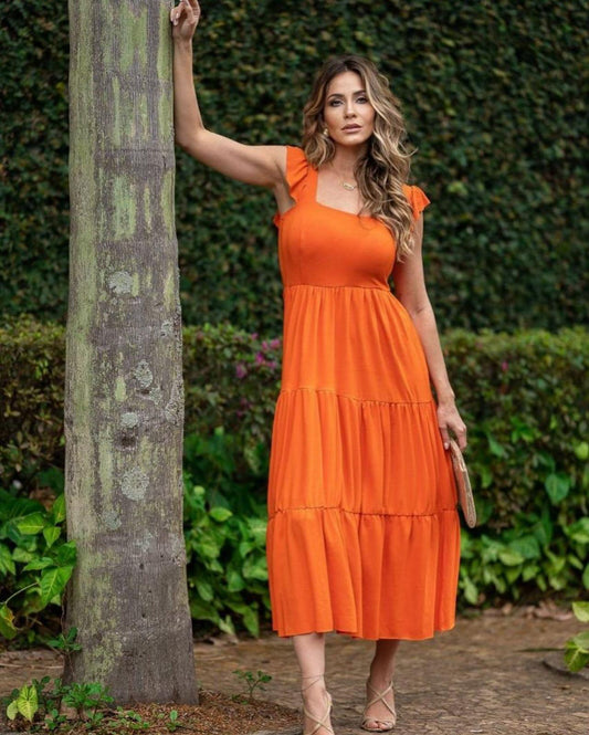 Vestido Midi Summer - Laranja - Antônia's Boutique