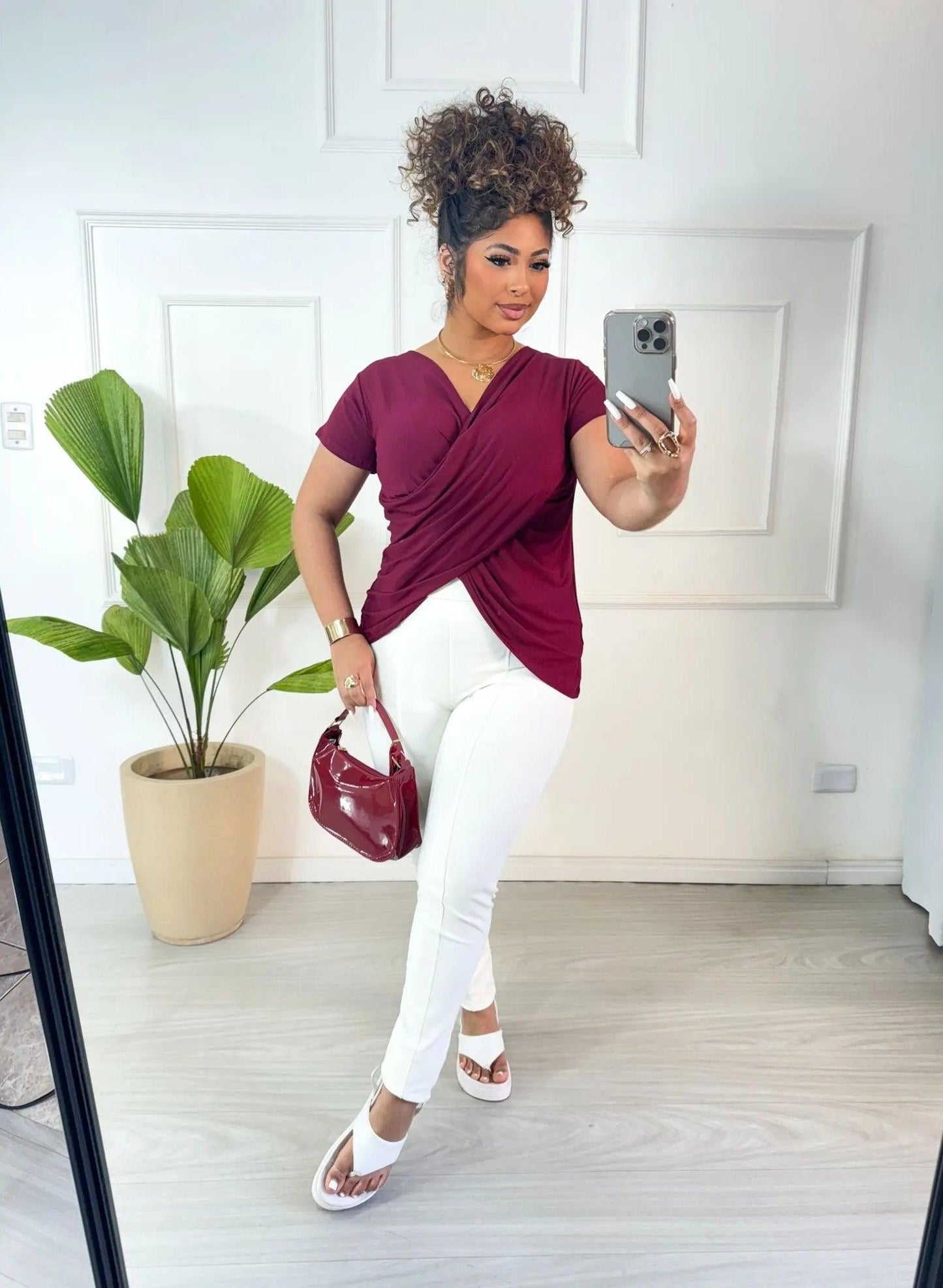 Blusa Transpassada Cherry - Antônia's Boutique